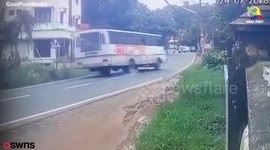 Passengers have a lucky escape after bus flipped over