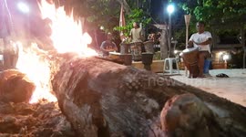 Playing music instruments in Gili Trawangan Beach, Lombok