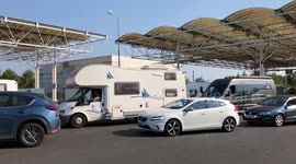 This is the queue at Folkestone's Eurotunnel terminal