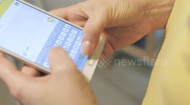 the girl sends a sms message