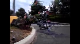Street bmx trick goes wrong. face first into a rock