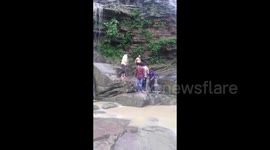 Shocking Incident; Taking of Selfie, young man fell down 50 feet below the waterfall, caught the whole incident in the camera