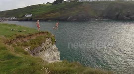 tombstoner changes mind when she jumped at Port Gaverne cornwall