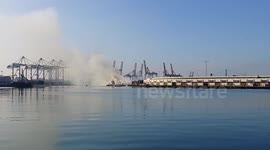 Fire in the Port of Los Angeles