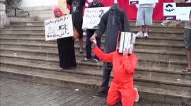 Mock beheading protest against ISIL in Tunisia