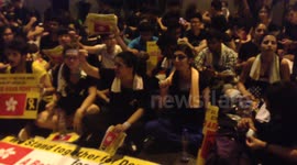 Occupy Central protesters chant in Hong Kong