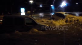 Cars swept away in flash floods in France