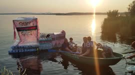 Russian children make 'Gucci' raft from bottles, apprehended by police