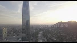 Beautiful Costanera Center sunset while crashing Titanium Tower.