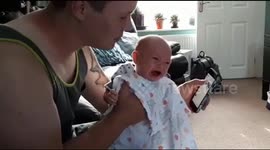 Baby calmed by metal music