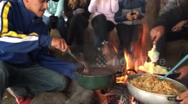 Dinner at 3600 meters high. Acatenango trek!
