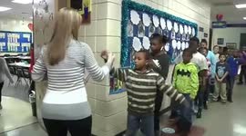 US teacher learns personalised handshake for each of her pupils