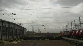 Storm tears roof of Station, Mannheim Germany (second view)