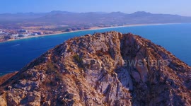 Mountain top fly over in Cabo San Lucas Mexico
