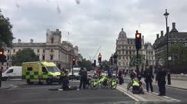 Paramedics treat cyclists in Westminster after car ploughs into barriers
