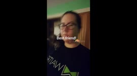 Kevin the kitty raving it out on my shoulder with me