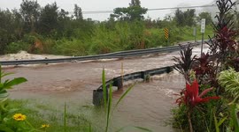 Video shows floodwaters raging on bridge as Hurricane Lane edges closer to Big Island
