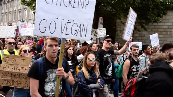 Thousands of vegans march through London to call for animal rights