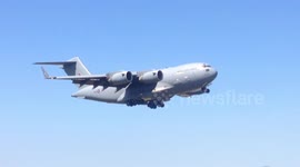 RAF C-17 Globemaster III ZZ175 touch and go Newquay Airport