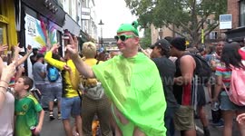 Frogman flashing a bit of flesh at Notting Hill Carnival 2018