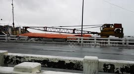 Ship Hits Side Of Bridge In Storm