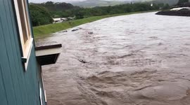 Hurricane Lane leftovers. Flooding on Hanapepe River.