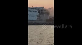 Greek ferry billows smoke after fire breaks out on board