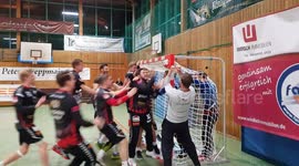 Once-in-a-lifetime handball shot gets stuck in posts to deny team last-minute equaliser