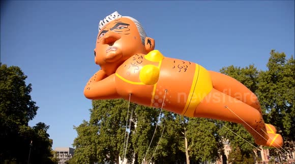 Giant Sadiq Khan balloon flies over London in response to 'Baby Trump'