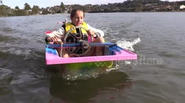 Girl, 11, inspired by grandfather to create her own 'bathtub boat'