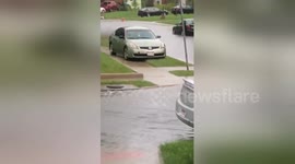 Driver during Columbus flash floods drives through other people's yards