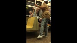 Crazy lady slaps poor guy on train ????????