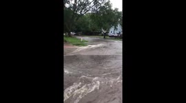 Video shows rapidly gushing floodwaters in Cedar Falls, Iowa