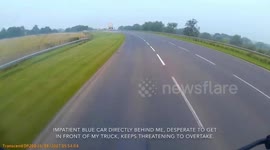 Smart ass impatient driver ends up in a worse position