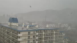 Typhoon Jebi barrels through Kyoto, sending debris flying