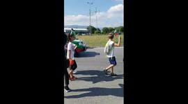 TV cameraman takes a fall at march in Bulgaria