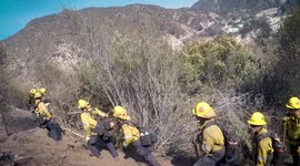 GoPro footage shows fire crews trekking up canyon to fight Fork Fire