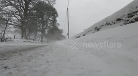 Beast from the east hits Allendale. Wind blowing and creating snow drifts. Trying to walk through them.