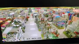 CCTV footage shows supermarket items flying as earthquake hits Philippine province