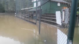 Baseball field flooded as rain pounds central and western Pennsylvania