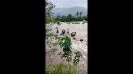 #2 Tense moment of rescuing fish anglers trapped a heavy stream of rivers