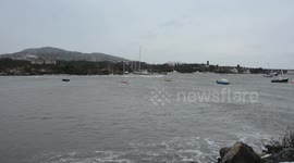 Storm Emma batters Holyhead Marina (1)