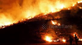 Los Padres Hotshots Watch Their Burning Operation to protect Castaic, CA from the Charlie Fire.