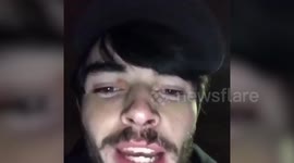 Bird perches on man's head and follows him all night