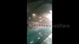 Eyewitness video inside London's Highbury Leisure Centre captures scene of fire