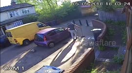 Moment Nightmare Neighbour throws smashed glass through bedroom window, hitting children