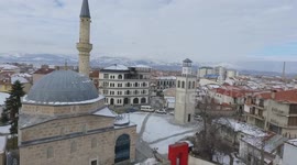 Drone footage of Korca, Albania