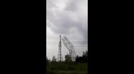 Strong wind blows away 120 feet tall communications tower in India