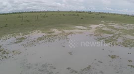 makgadikgadi after a rain storm drone video
