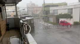 Typhoon Trami  hitting Okinawa Japan and random mannequin head